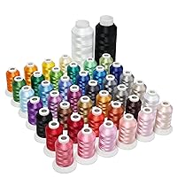 Simthread Upgraded 42pcs Embroidery Thread Kit, Quality Polyester Embroidery Machine Thread, 40 Colors Embroidery Kit (500M) + 1 Black Thread & 1 White Thread (5000M) for Embroidery & Sewing Machine