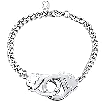 Personalized Handcuff Bracelet for Men Stainless Steel Infinity Curb Chain Friendship Best Friends Bracelets Customized Statement Bangles