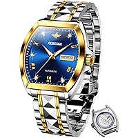 OUPINKE Mens Automatic Watches Luxury Self Winding Mechanical Tonneau Diamond Business Dress Wrist Watches Sapphire Crystal Tungsten Steel Waterproof Luminous