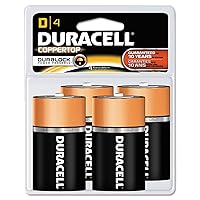 Duracell MN1300R4Z CopperTop Alkaline Batteries, D, 4/PK