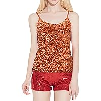 Women Sequin Sparkly Tank Top Spaghetti Strap Cami Vest Tops Sleeveless Glitter Dressy Camisole Blouses