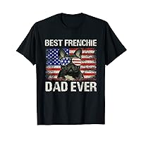 Best Frenchie Dad Ever Bulldog American Flag Funny T-Shirt