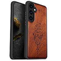 Carveit Wood Case for Galaxy S24 Plus Case 2024 [Natural Wood & Black Soft TPU] Shockproof Protective Cover Unique Wooden Case Compatible with S24 Plus Case (Viking Compass-Red Wood)