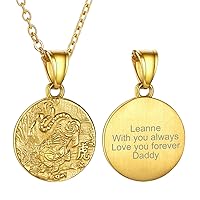Chinese Zodiac Coin Necklace, Gold Round Disc Handmade Animal Pendant Amulet Lucky Charm Necklaces for Women/Girl, Birthday Gift (with Gift Box)