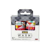 Scotch Washi Tape, Geo Madness Design, 8 Rolls, Great for Bullet Journaling, Scrapbooking and DIY Décor (C1017-8-P18)