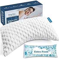 Adjustable Side Sleeper Pillow for Neck and Shoulder Pain, Cooling Shredded Memory Foam Loft Pillows for Sleeping - Contour Curved Bed Pillow Neck Pillow King Size
