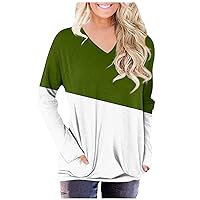 Women Long Sleeve T Shirts Fall Loose Fit Sweatshirt Printed Graphic Blouse Oversized Pullover Basic Casual Tops