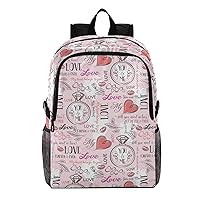 ALAZA Pink Valentine Heart Flower Lightweight Packable Travel Hiking Backpack