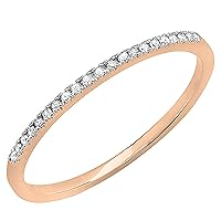 Dazzlingrock Collection 0.08 Cttw Round White Diamond Minimalist Stackable Wedding Band for Women in 14K Solid Gold
