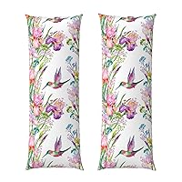 Garden with Birds and Flowers Digital Printing Body Pillow Case Hidden Zippe Soft for Hair and Skin 20 x 54 inches