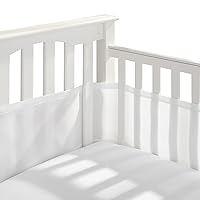 BreathableBaby Breathable Mesh Liner for Full-Size Cribs, Classic 3mm Mesh, White (Size 4FS Covers 3 or 4 Sides)