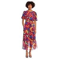 Donna Morgan Women's Puff Elbow Sleeve Maxi Dress