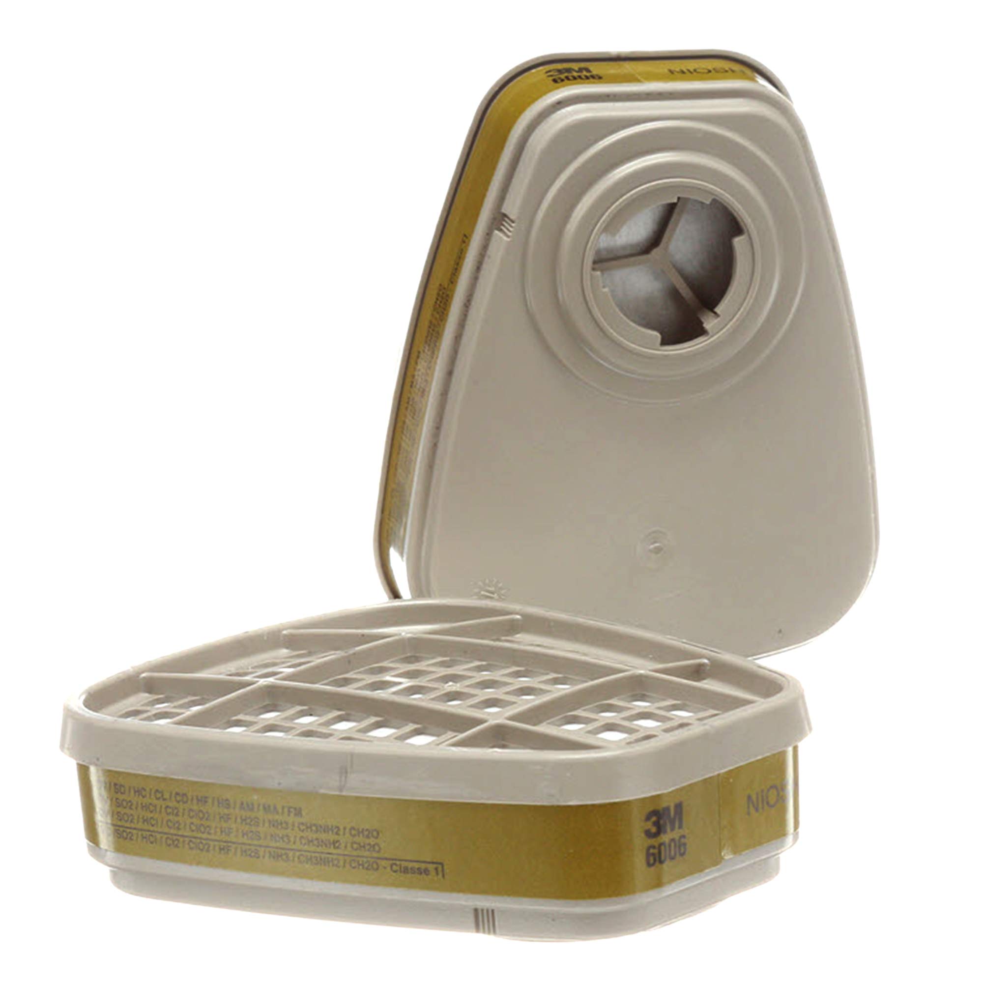 3M Respirator Cartridge 6006, 1 Pair, Helps Protect Against Organic Vapors, Acid Gases, Ammonia, Methylamine or Formaldehyde,Olive