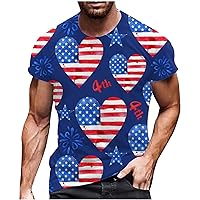 Men's American Flag T-Shirt 4th July Independence Day USA Stars Stripes Tops Short Sleeve Gym Workout Patriotic Tees