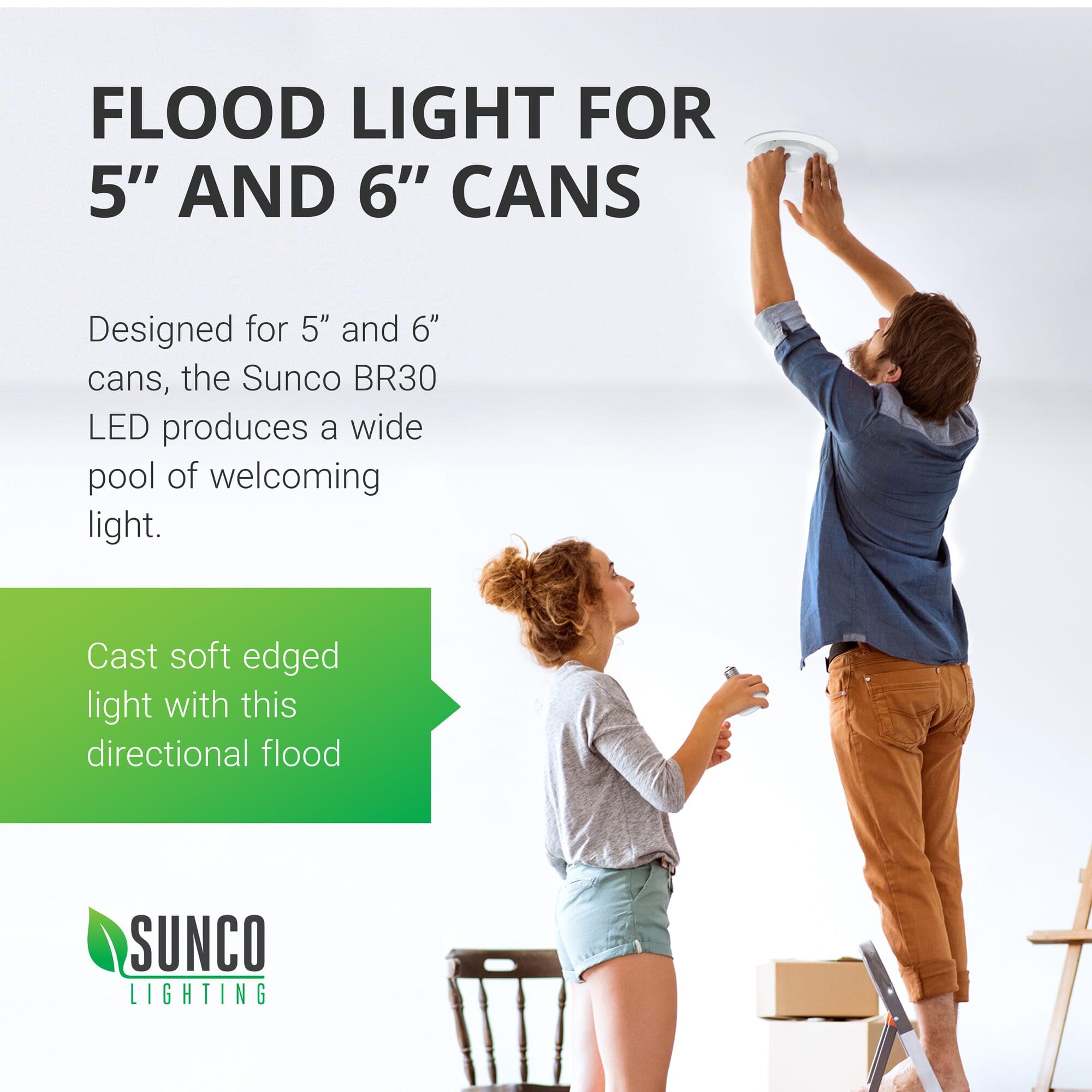 Sunco 6 Pack BR30 Light Bulb LED Indoor Flood Lights 3000K Warm White 850 LM, E26 Base, 25,000 Lifetime Hours, Interior Dimmable Recessed Can Light, 11W Equivalent 90W