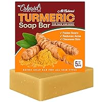Natural Turmeric Soap Bar for Face & Body – Turmeric Skin Brightening Soap for Dark Spots, Intimate Areas, Underarms – Turmeric Face Wash Reduces Acne, Fades Scars & Cleanses Skin – 5oz Turmeric Bar Soap for All Skin Types Made in USA (5 Ounce (Pack of 1))