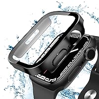 ANYOI Waterproof Case for Apple Watch 1.57 inches (40 mm) / 1.73 inches (44 mm), IP68 Fully Waterproof Band, For Swimming and Sports, Integrated Glass Film, Revised Design, 3D Right Angle Edge, Compatible with Apple Watch 6/SE/5/4 1.57 inches (40 mm), Black, Set of 2