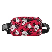 Marijana Joint Leaves Skull Fanny Pack for Men Everywhere Belt Bag Mens Fanny Pack Crossbody Bags for Women Fashion Waist Packs with Adjustable Strap Bum Bag for Travel Festival Rave Outdoors