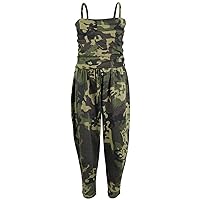 Kids Girls Jumpsuit Camouflage Green Trendy Fashion All In One Jumpsuits 5-13 Yr