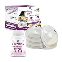 2 in1 Breast Shells and Milk Collection Cups: 4 Units Always Have a Clean Pair Ready + Organic Post Natal Vitamins for Breast Milk Supply Increase and Energy Boost