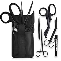 Quick Response EMT Tactical Medical Tool Kit - Adjustable Belt Pouch, EMT Shears, Bandage Scissor, Forceps, Hemostat, and Pupil Light