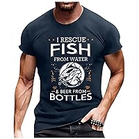 Letter Print T-Shirts for Men, Men's Summer Comfy Daily Tops Short Sleeve Crewneck Tees Casual Athletic Shirts
