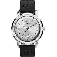 Timex Men's Marlin Automatic Peanuts Sketch 40mm Watch - Black Strap Silver-Tone Dial Stainless Steel Case