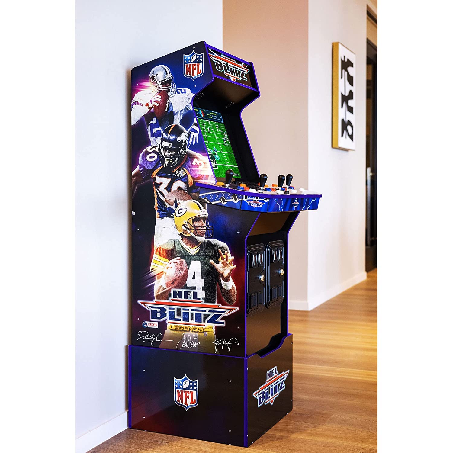 Arcade1Up NFL Blitz Legends Arcade Machine - 4 Player, 5-foot tall full-size stand-up game for home with WiFi for online multiplayer, leaderboards, and a light-up marquee