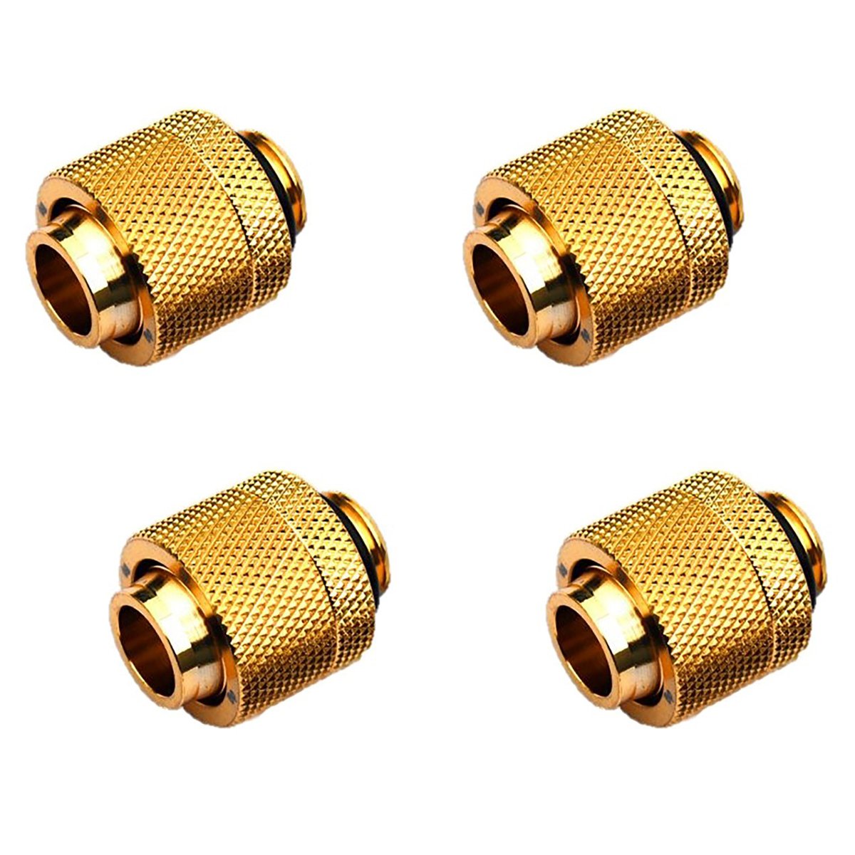Bitspower G1/4" to 1/2" ID, 5/8" OD Compression Fitting V3 for Soft Tubing, True Golden, 4-Pack
