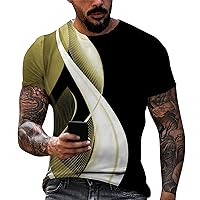 Mens Graphic T-Shirts Fashion 3D Printed Cool Casual Tees Summer Short Sleeve Crew Neck Stretch Breathable Shirts