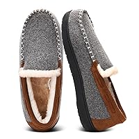 Mens Slippers with Memory Foam,Cozy Warm Winter Moccasin Slippers for Men,Non-slip Indoor House Shoes