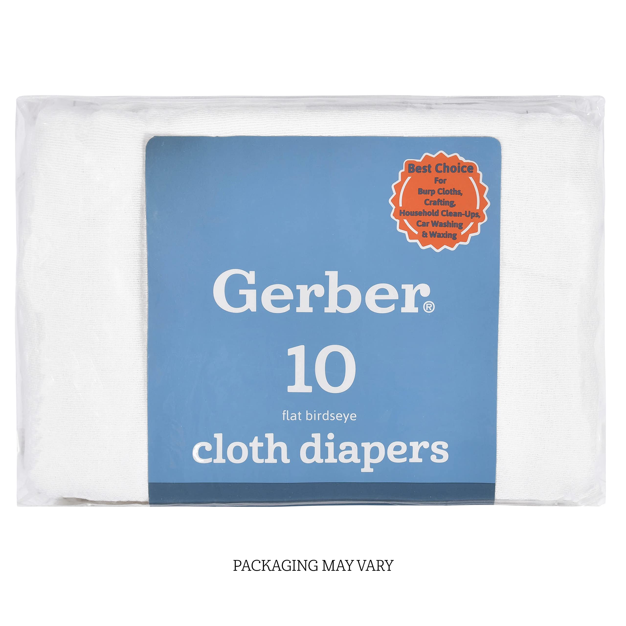 GERBER 10 Pack Flatfold Birdseye Diaper - 10 Count (Pack of 1)