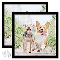 Black 24x24 Picture Frame Set of 2, High Transparent Picture Frames for 24 x 24 Square Photo Canvas Collage Poster Certificate Wall Gallery Horizontal Vertical 24 By 24