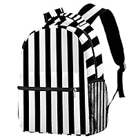 Black White Stripe Durable Laptops Backpack Computer Bag for Women & Men Fit Notebook Tablet