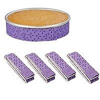 4-Piece Bake Even Strip,Cake Pan Strips,Cake Pan Dampen Strips,Cake Pan Strips, Super Absorbent Thick Cotton,Keeps Cakes More Level and Prevents Crowning with Cleaner Edges