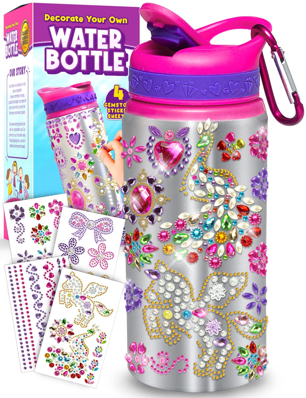 Purple Ladybug Decorate Your Own Water Bottle for Girls Age 6-8 - Cool 6 Year Old Girl Gifts Idea, Gifts Age 6-8 Years Old - Arts and Crafts Kit for Girls Ages 8-12, Girls Crafts Ages 7-10