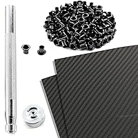 HOLSTEX Carbon Fiber Thermoform Sheet + (#8) Handsetter Combo Kit Bundle - (0.080 Thickness) - (12in x 12in Sheets) - (Armor Black) - (2 Pack) - (100)(#8-9 Black Eyelets) - for DIY Holster Making