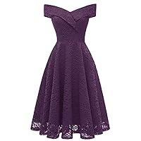 Womens One-Shoulder lace 2019 Autumn and Winter Dress Bridesmaid Dress Gown Grape Purple