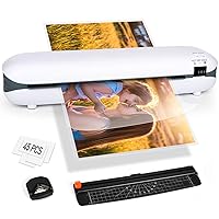 Laminator 9 Inch A4 Laminator Machine, Desktop Thermal Laminator Never Jam 45 Laminating Pouches with Paper Trimmer, Fast Warm-Up Home Office School Use, White