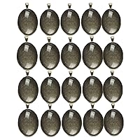 20pcs Oval Pendant Trays with Glass Cabochons 20pcs Glass Dome Tiles Cabochon for Crafting DIY Jewelry Making (Bronze, 1825mm)