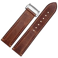Cowhide Leather Watchband 20mm 22mm Strap Folding Buckle for Hamilton Khaki Aviation Classic Series Men Bracelet (Color : Brown 01-Silver B, Size : 22mm)