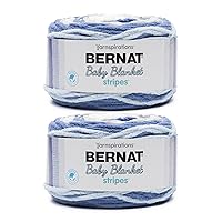 Bernat Baby Blanket Cake Stripes Stonewash Yarn - 2 Pack of 300g/10.5oz - Polyester - 6 Super Bulky - 220 Yards - Knitting, Crocheting & Crafts, Chunky Chenille Yarn