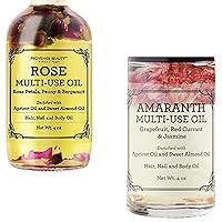Rose Multi-Use Oil for Face, Body and Hair - Organic Blend of Apricot, Vitamin E - Amaranth Refreshing Lightly Scented Floral Roll-On Perfume Body Oil
