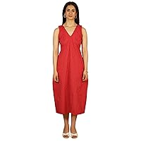 Women Premium Cotton Red Maxi Dress