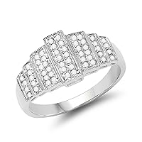 14K White Gold Plated 0.26 Carat Genuine White Diamond .925 Sterling Silver Ring