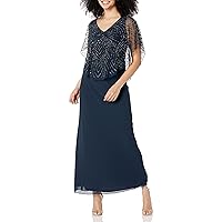 J Kara Women's Petite Beaded Capelet Long Dress