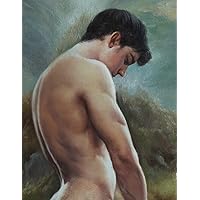 Dongyeeart Art Prints Unique male nude Painting morden artwork Canvas Transfer handsome men by the lake Giclee prints wall art Decor for bedroon bathroom (001, 42“x56-Frameless)