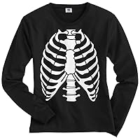 Threadrock Women's Skeleton Rib Cage Halloween Costume Long Sleeve T-Shirt