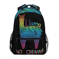 ALAZA Rainbow Llama No Drama Boho Backpack for Kids Boys Girls Student Laptop iPad Tablet Travel School Bag with Multiple Pockets