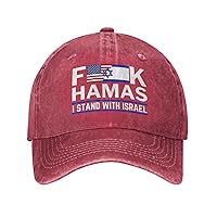 F*k Hamas I Stand with Israel Baseball Cap Denim Hats Adjustable Snapback Trucker Cap for Men Women